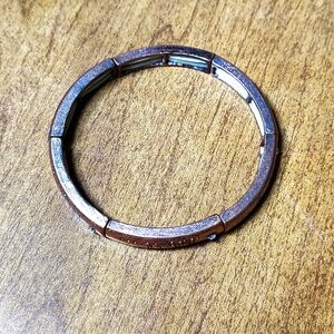 Copper Tone Inspirational Stretch Bracelet Rhinestones One Size Fits Most